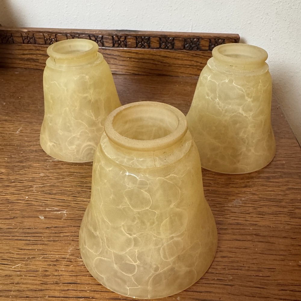 Set of 3 Marble Swirl Frosted Glass Lamp Shades Light Fixture Globes
